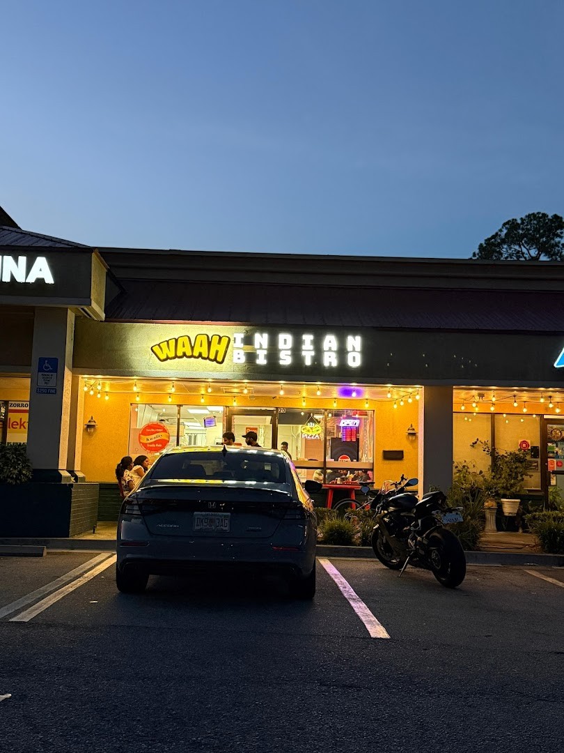 Waah Indian Bistro exterior at night